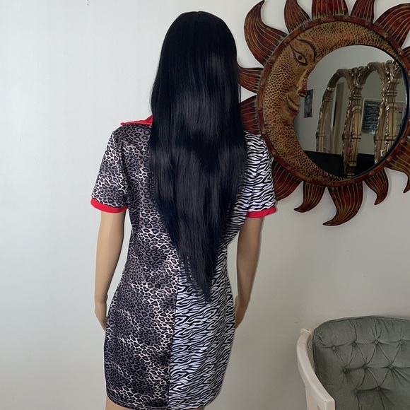 Half Zebra Half Cheetah Collared Dress - Picture 9 of 14